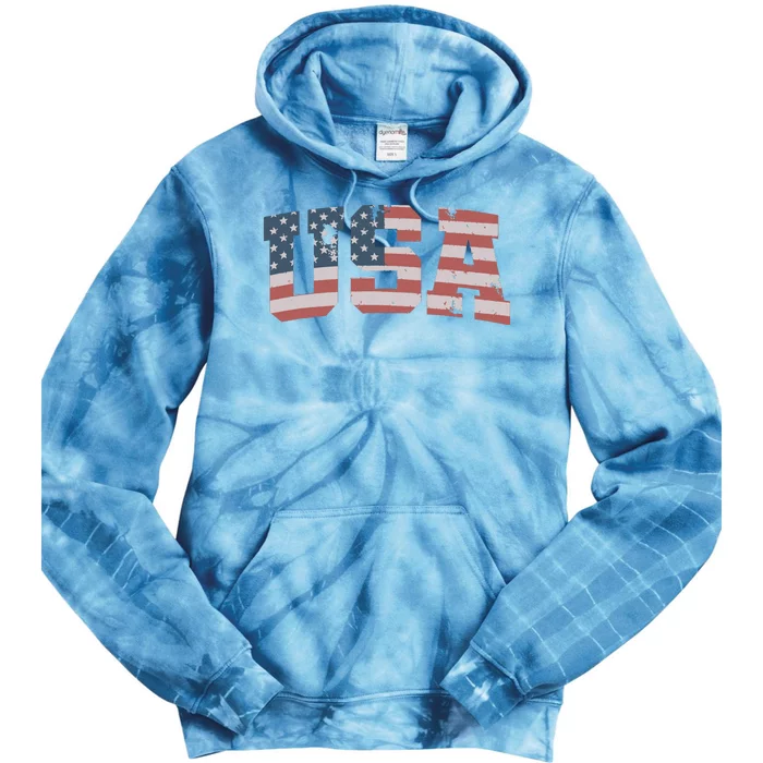 Usa Us Flag Patriotic 4th Of July America Tie Dye Hoodie