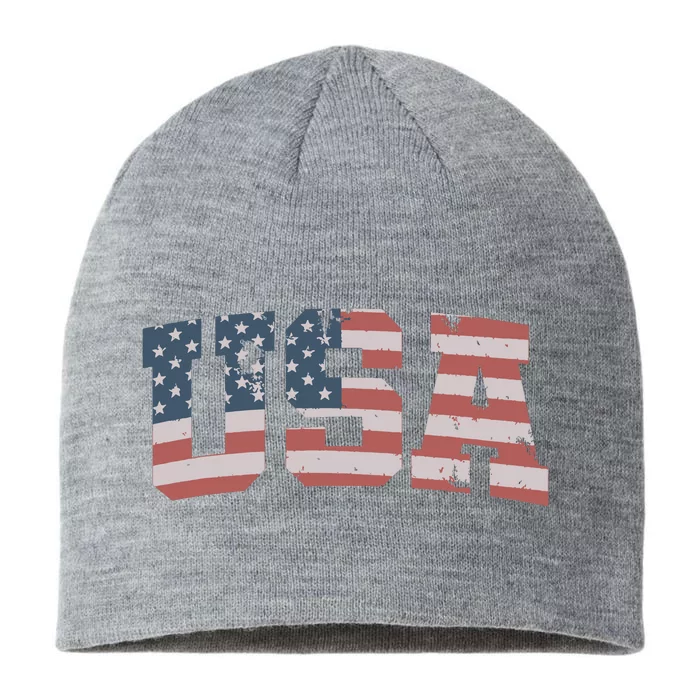 Usa Us Flag Patriotic 4th Of July America 8 1/2in Sustainable Knit Beanie