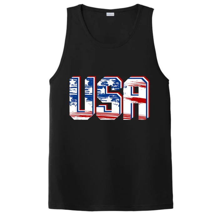 USA US Flag Patriotic 4th Of July America Performance Tank