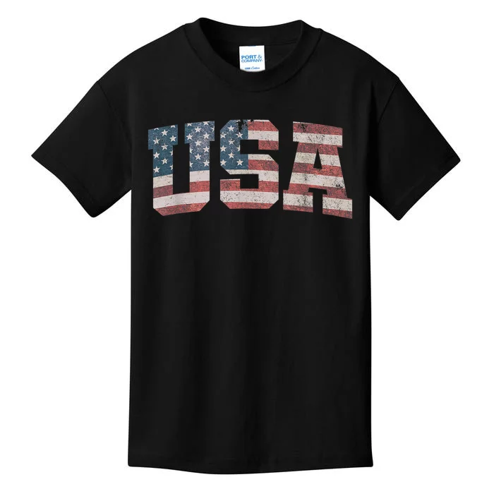 USA US Flag Patriotic 4th of July America Kids T-Shirt