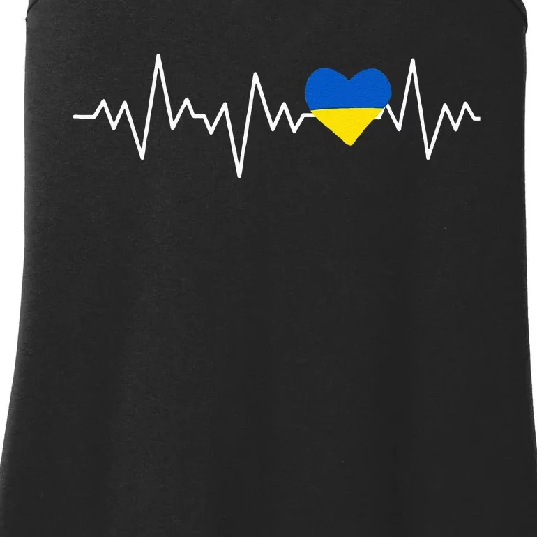 Ukraine Ukrainian heart Flag Heartbeat Ladies Essential Tank