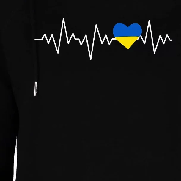 Ukraine Ukrainian heart Flag Heartbeat Womens Funnel Neck Pullover Hood