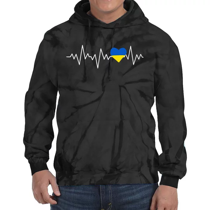 Ukraine Ukrainian heart Flag Heartbeat Tie Dye Hoodie