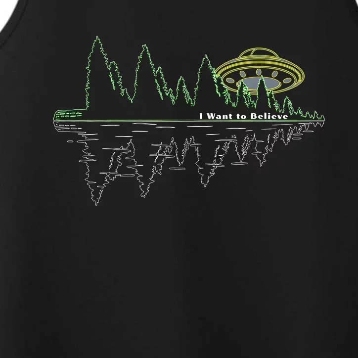 UFO UAP I Want To Believe Aliens Exist Flying Saucer Performance Tank