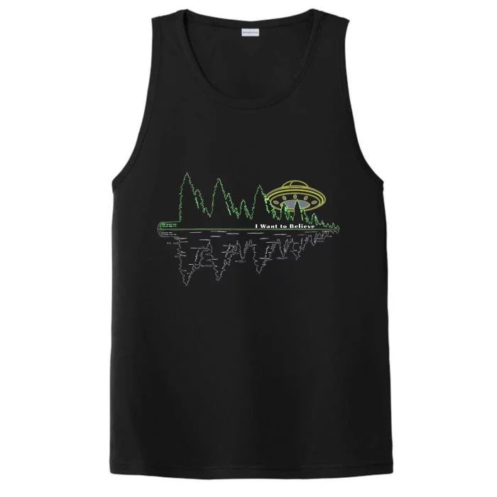 UFO UAP I Want To Believe Aliens Exist Flying Saucer Performance Tank