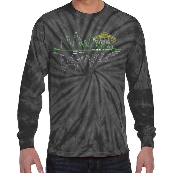 UFO UAP I Want To Believe Aliens Exist Flying Saucer Tie-Dye Long Sleeve Shirt