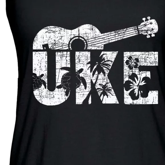 Uke Ukulele Player Ukulelist Music Guitarist Ladies Essential Flowy Tank