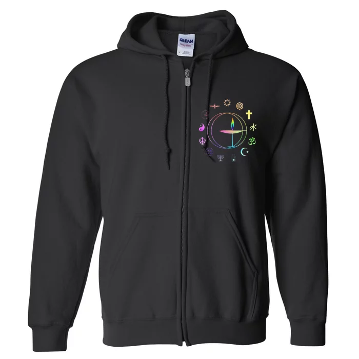 Unitarian Universalist Rainbow Uu Chalice Full Zip Hoodie