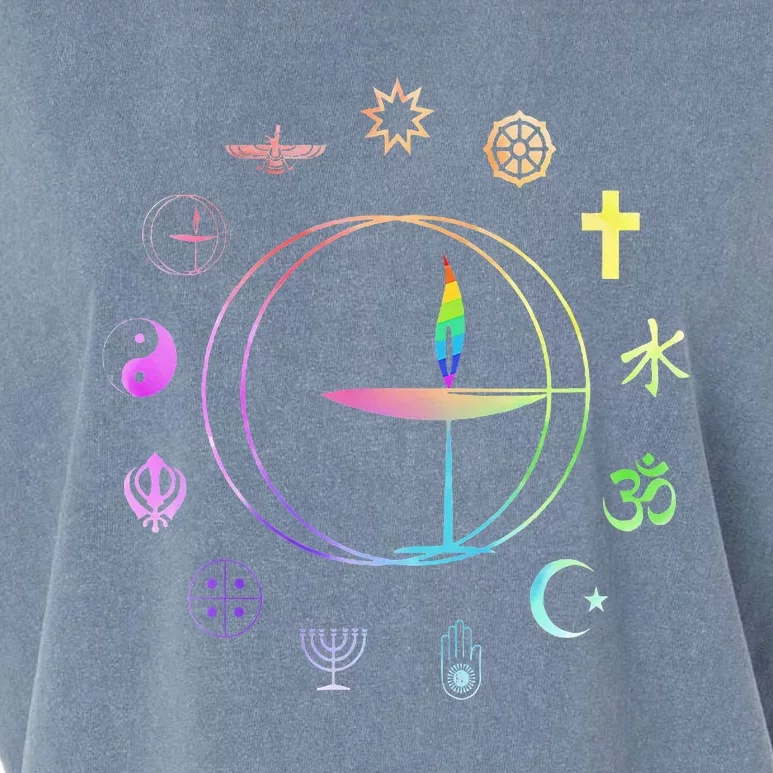 Unitarian Universalist Rainbow Uu Chalice Garment-Dyed Women's Muscle Tee