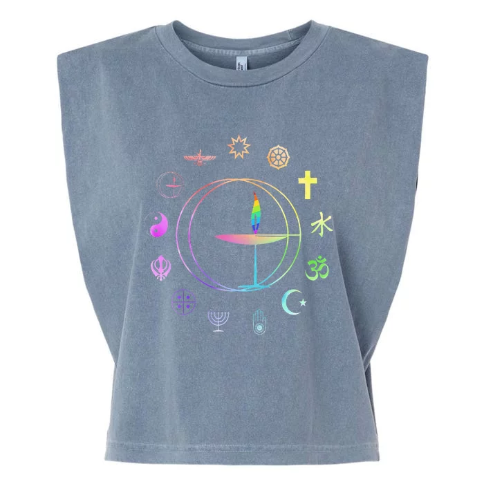 Unitarian Universalist Rainbow Uu Chalice Garment-Dyed Women's Muscle Tee