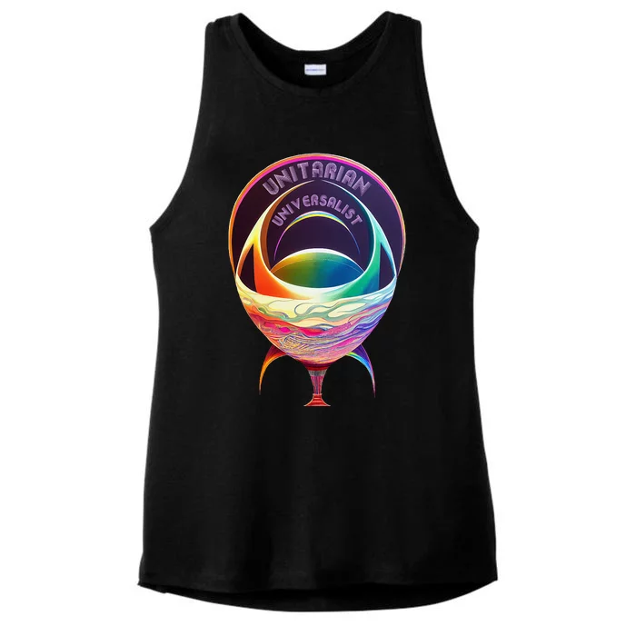 Unitarian Universalist Rainbow Uu Chalice Ladies Tri-Blend Wicking Tank