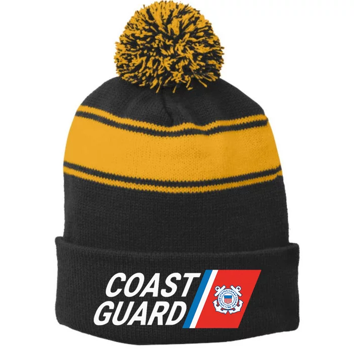 US UNITED STATES COAST GUARD USCG Stripe Pom Pom Beanie