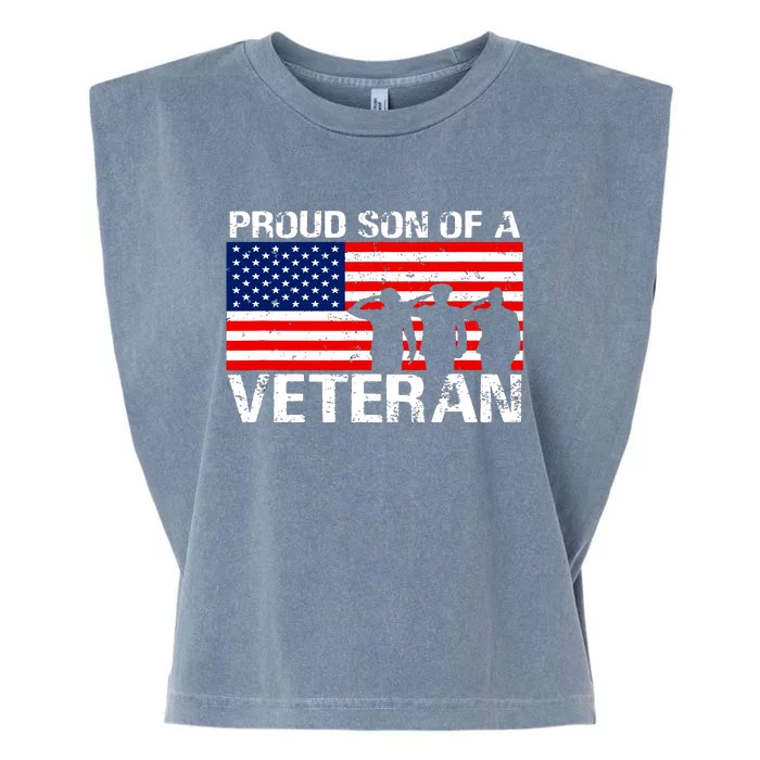 USA United States Military Family Proud Son Of A Veteran Garment-Dyed Women's Muscle Tee