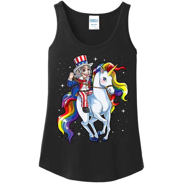 Unicorn Uncle Sam 4th Of July Merica Ladies Essential Tank