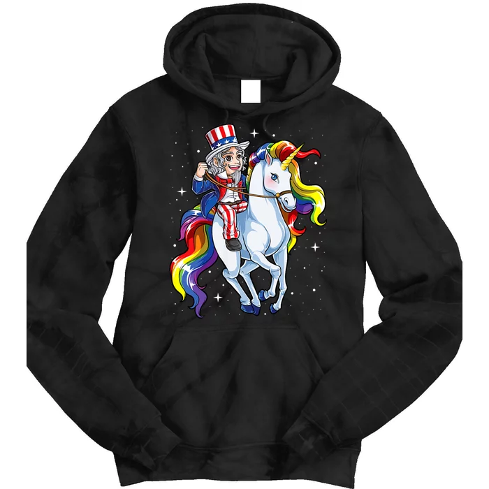 Unicorn Uncle Sam 4th Of July Merica Tie Dye Hoodie