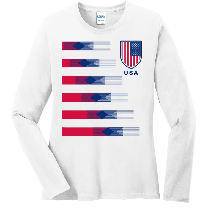 USA Soccer American Team Jersey Ladies Long Sleeve Shirt