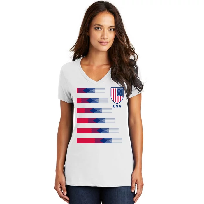 USA Soccer American Team Jersey Women's V-Neck T-Shirt