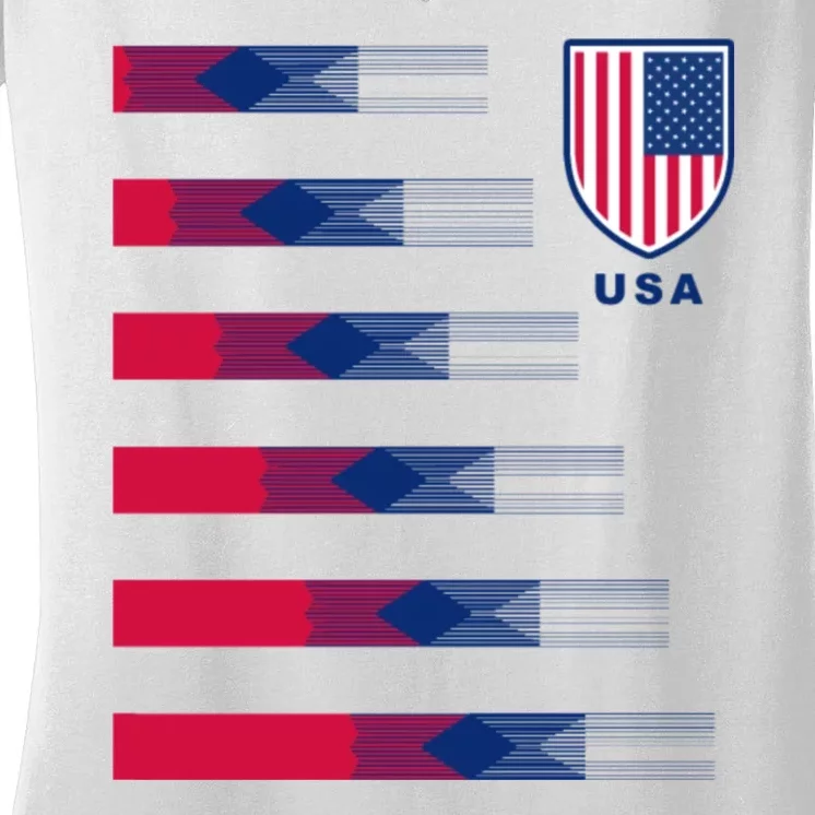 USA Soccer American Team Jersey Women's V-Neck T-Shirt