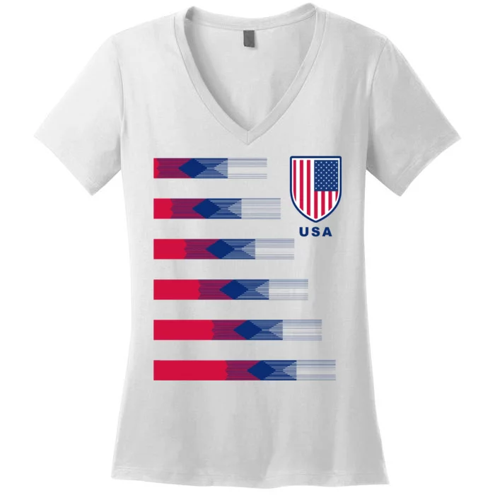 USA Soccer American Team Jersey Women's V-Neck T-Shirt