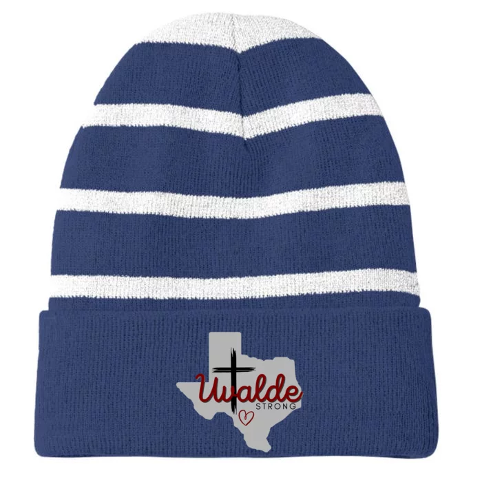 Uvalde Uvalde Strong Pray For Uvalde Striped Beanie with Solid Band