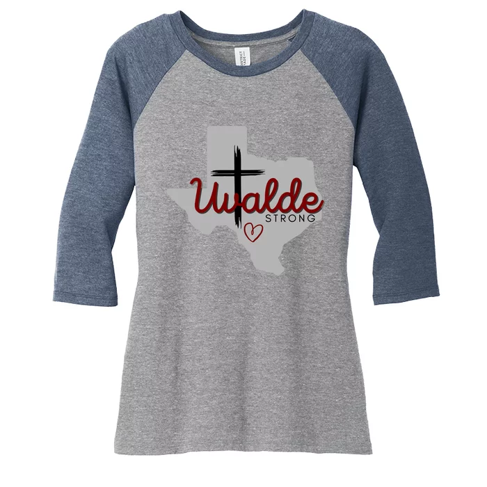 Uvalde Uvalde Strong Pray For Uvalde Women's Tri-Blend 3/4-Sleeve Raglan Shirt