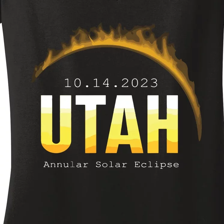 Utah Usa State Annular Solar Eclipse 14th October Women's V-Neck T-Shirt