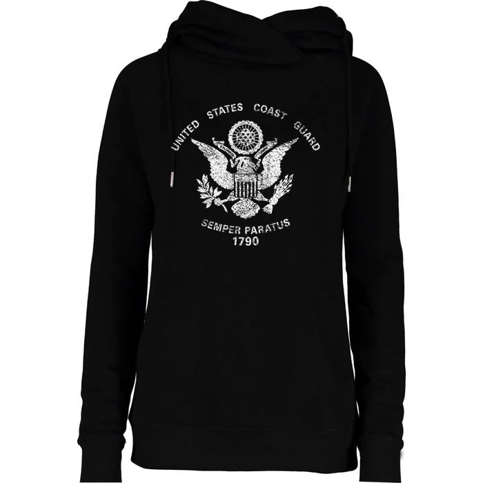 Us United States Coast Guard Uscg Eagle Flag Womens Funnel Neck Pullover Hood