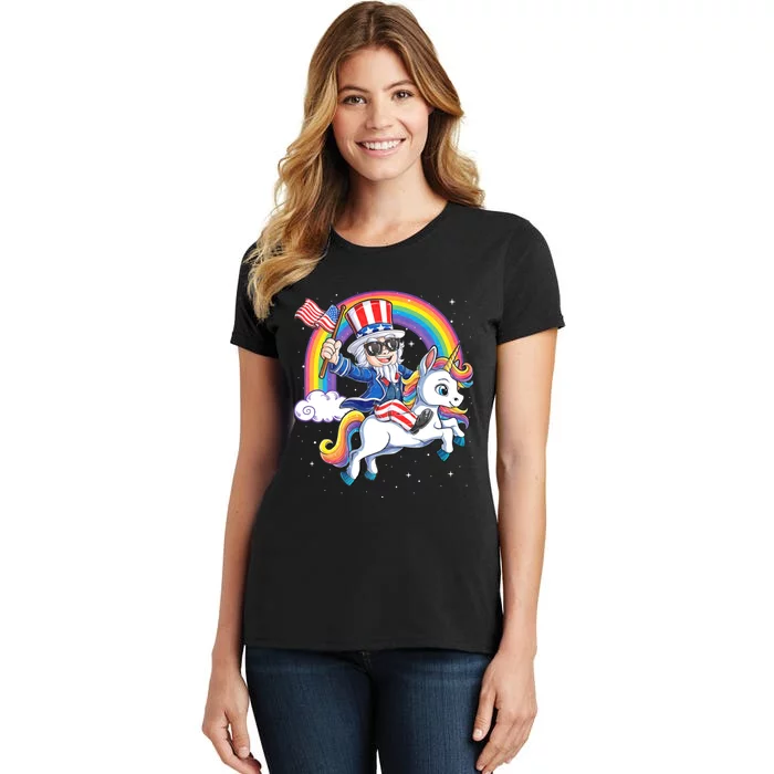 Unicorn Uncle Sam 4th Of July Mericorn Usa Flag Women's T-Shirt