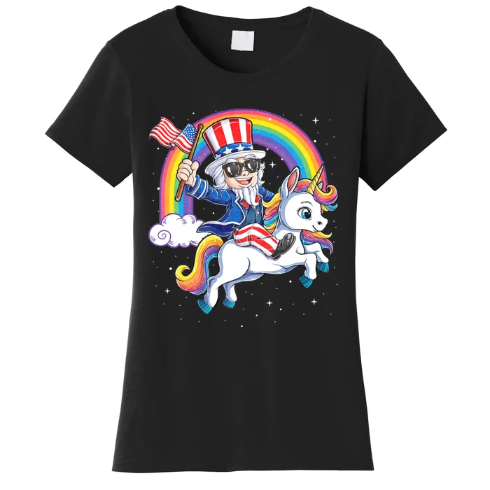 Unicorn Uncle Sam 4th Of July Mericorn Usa Flag Women's T-Shirt