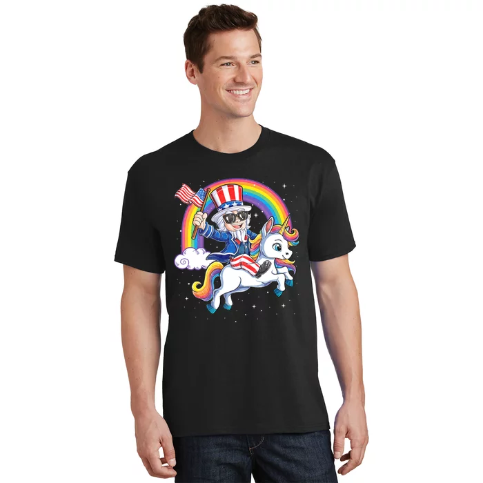 Unicorn Uncle Sam 4th Of July Mericorn Usa Flag T-Shirt