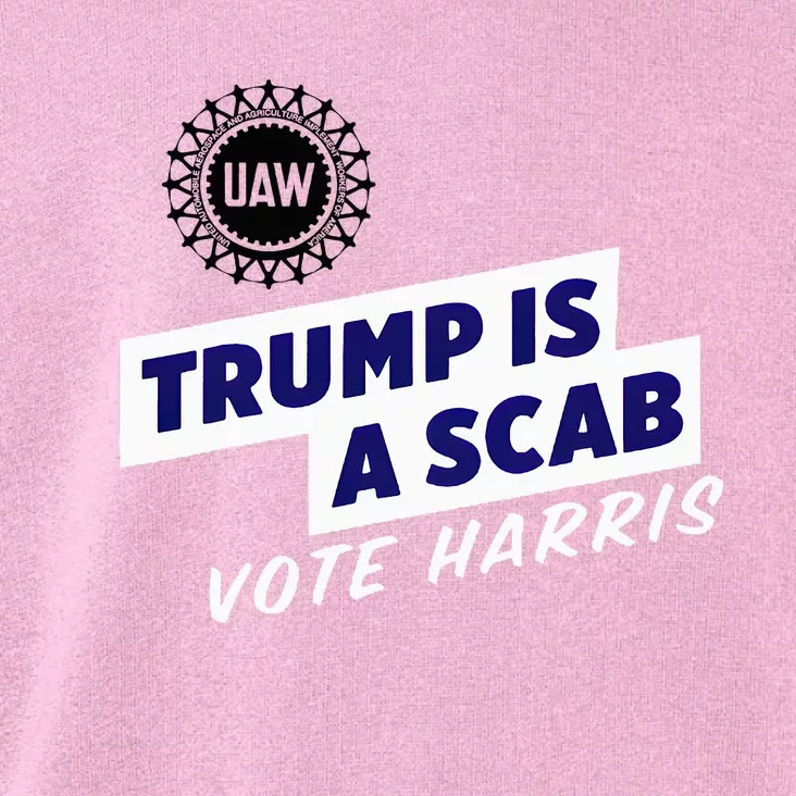 Uaw Union Trump Is A Scab Vote Kamala Harris Funny Uaw Red Toddler Hoodie