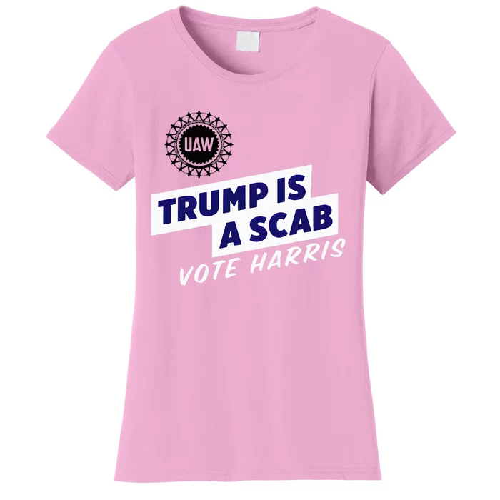 Uaw Union Trump Is A Scab Vote Kamala Harris Funny Uaw Red Women's T-Shirt