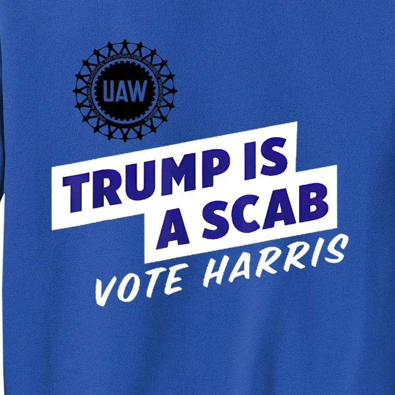 Uaw Union Trump Is A Scab Vote Kamala Harris Funny Uaw Red Tall Sweatshirt