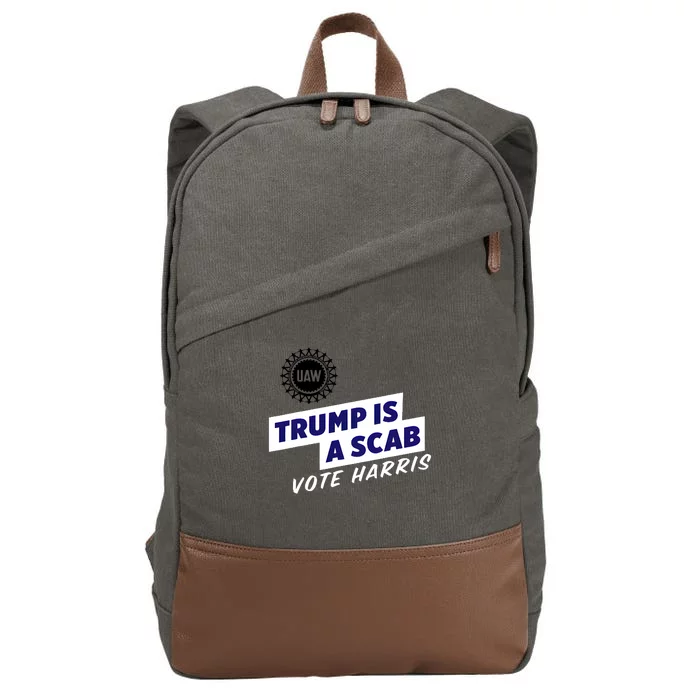 Uaw Union Trump Is A Scab Vote Kamala Harris Funny Uaw Red Cotton Canvas Backpack