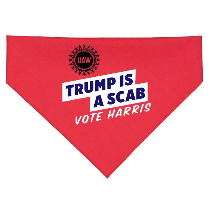 Uaw Union Trump Is A Scab Vote Kamala Harris Funny Uaw Red USA-Made Doggie Bandana