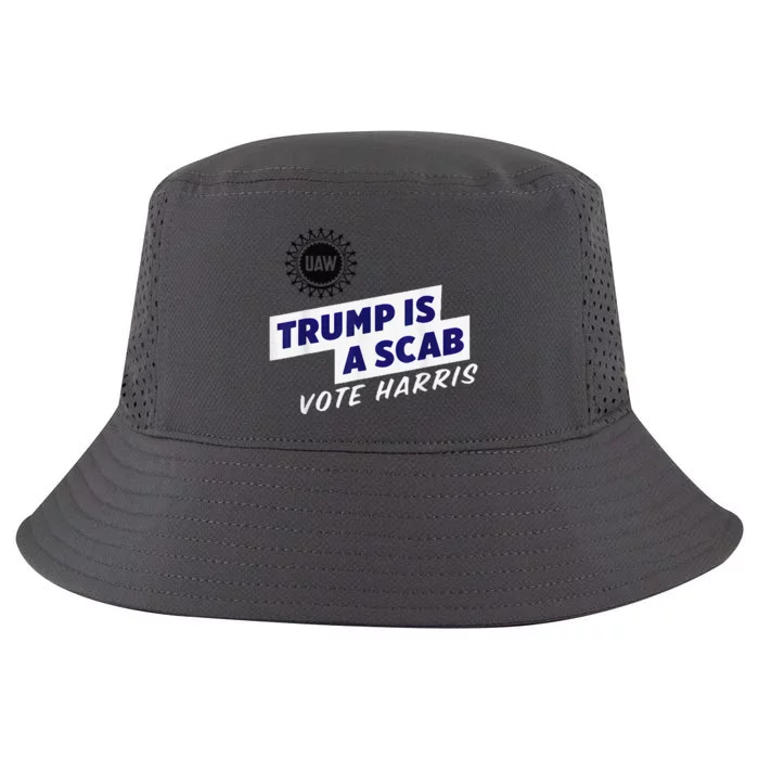 Uaw Union Trump Is A Scab Vote Kamala Harris Funny Uaw Red Cool Comfort Performance Bucket Hat