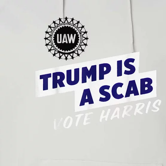 Uaw Union Trump Is A Scab Vote Kamala Harris Funny Uaw Red Performance Fleece Hoodie