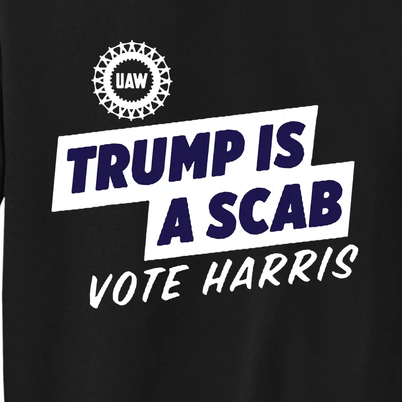 Uaw Union Trump Is A Scab Vote Kamala Harris Funny Uaw Red Tall Sweatshirt