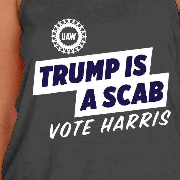 Uaw Union Trump Is A Scab Vote Kamala Harris Funny Uaw Red Women's Knotted Racerback Tank