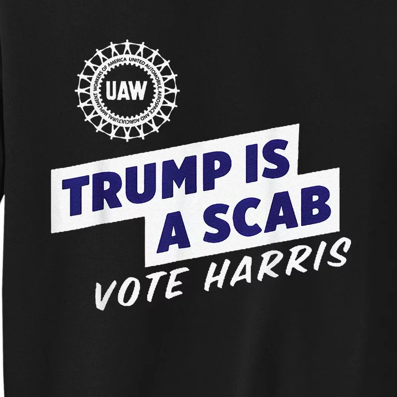 Uaw Union Trump Is A Scab Vote Kamala Harris Funny Uaw Red Gift Tall Sweatshirt