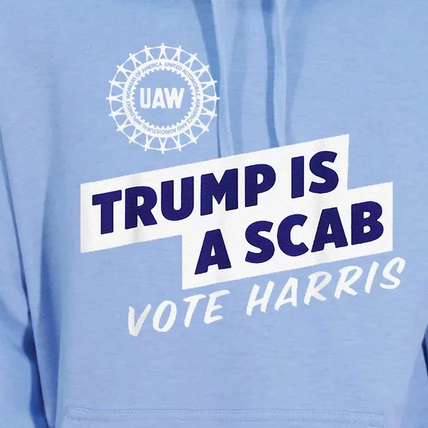 Uaw Union Trump Is A Scab Vote Kamala Harris Funny Uaw Red Gift Unisex Surf Hoodie