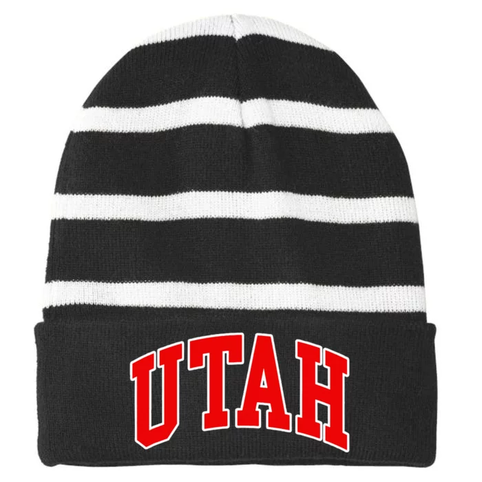 Utah Ut Throwback Design Print Classic Striped Beanie with Solid Band