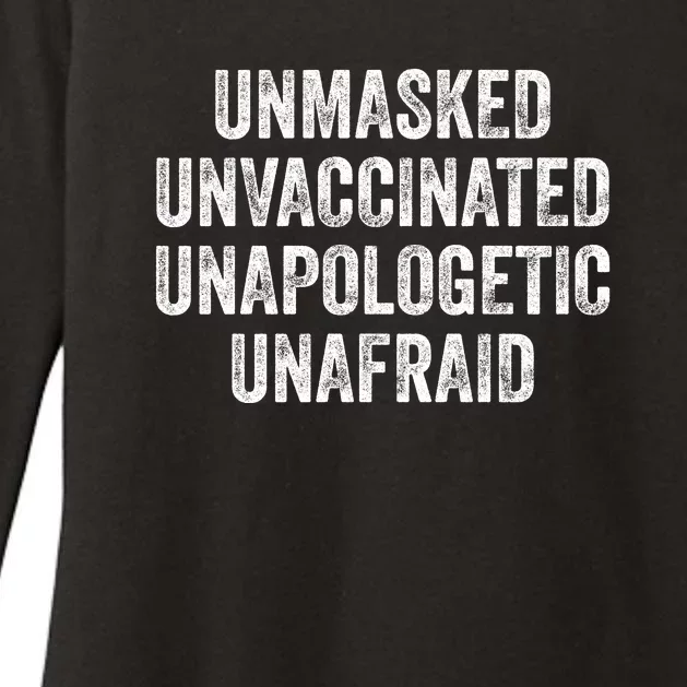 Unmasked Unvaccinated Unapologetic Unafraid Womens CVC Long Sleeve Shirt