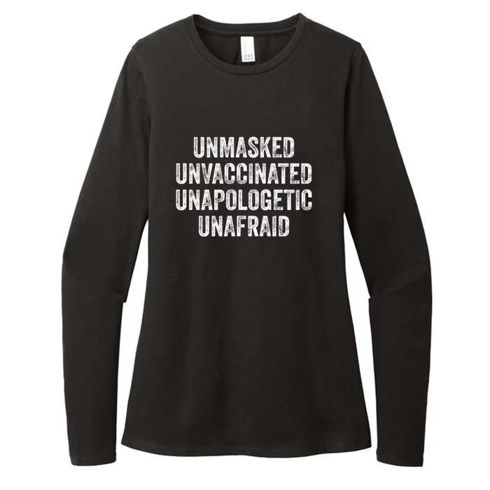 Unmasked Unvaccinated Unapologetic Unafraid Womens CVC Long Sleeve Shirt