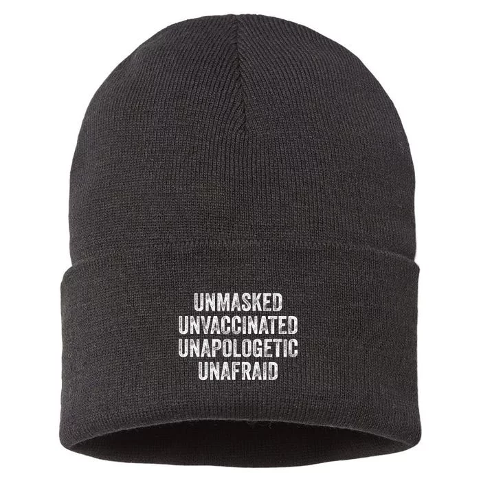 Unmasked Unvaccinated Unapologetic Unafraid Sustainable Knit Beanie