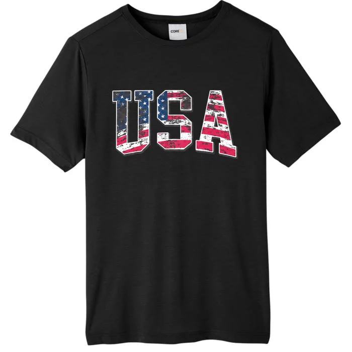 Usa Vintage American Flag 4th Of July Usa Flag Apparel ChromaSoft Performance T-Shirt