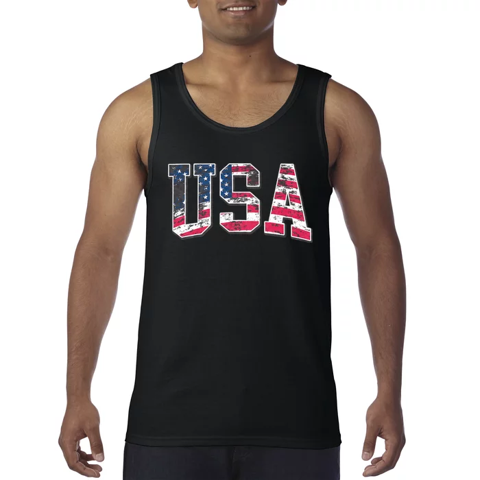 Usa Vintage American Flag 4th Of July Usa Flag Apparel Tank Top