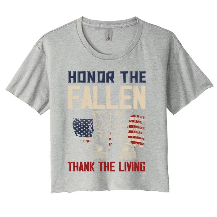 Usa Veterans Day Memorial Day Honor The Fallen Cool Gift Women's Crop Top Tee