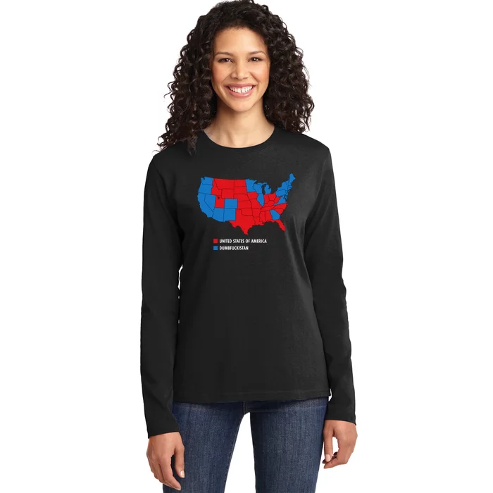 Usa V Dumbfuckistan Republicans Election Map Ladies Long Sleeve Shirt