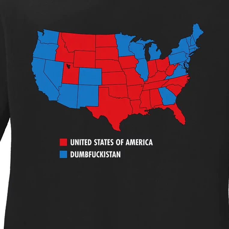 Usa V Dumbfuckistan Republicans Election Map Ladies Long Sleeve Shirt